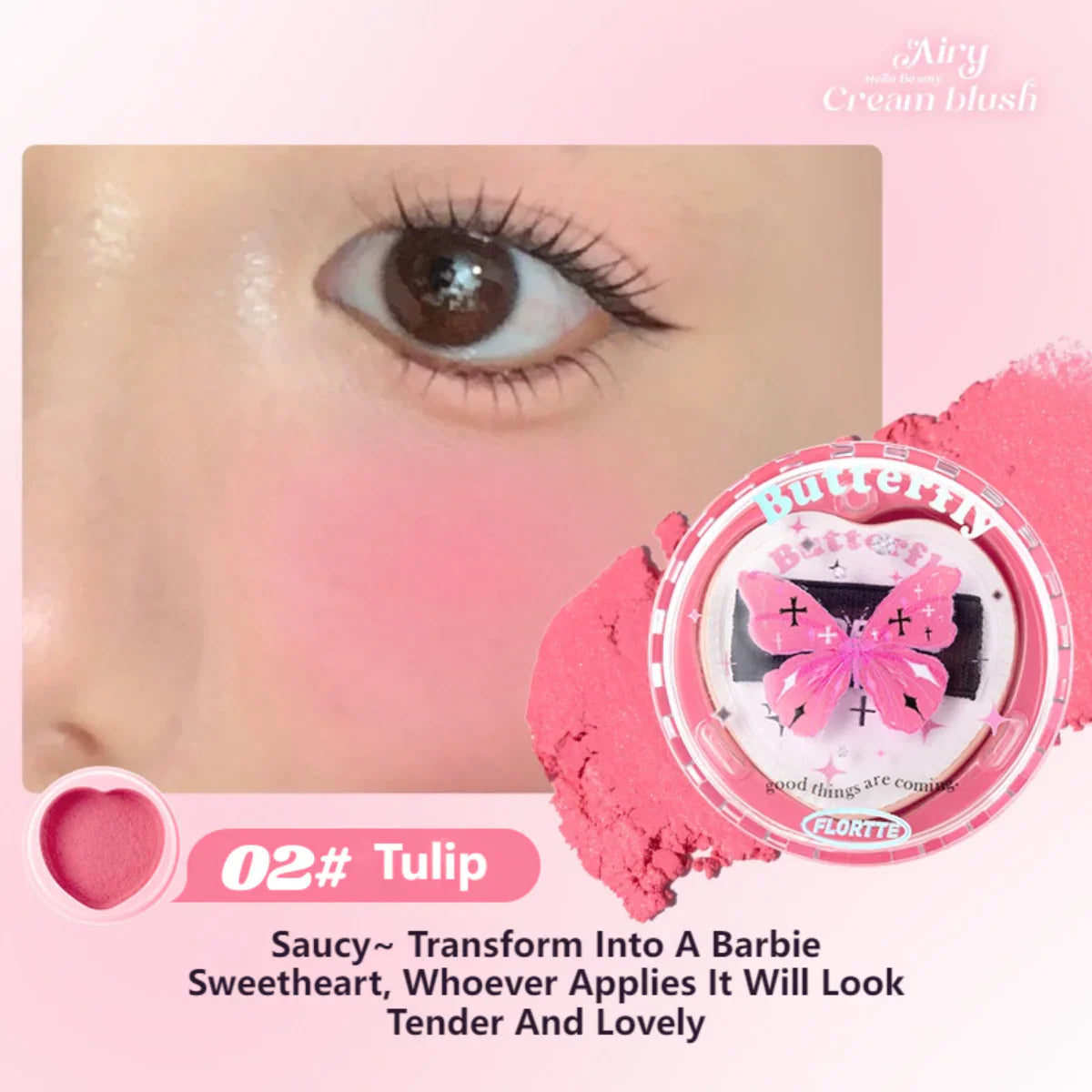 Flortte Butterfly Airy Meladerm Style Blush Cream 6g