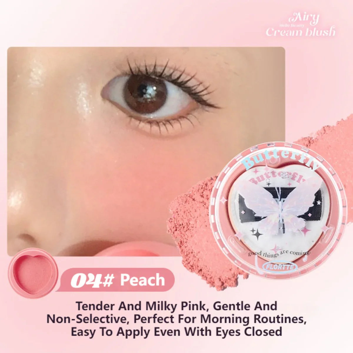 Flortte Butterfly Airy Meladerm Style Blush Cream 6g