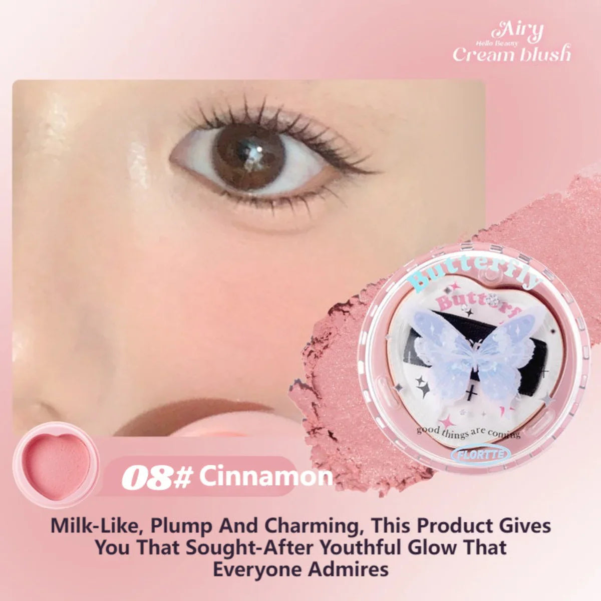 Flortte Butterfly Airy Meladerm Style Blush Cream 6g