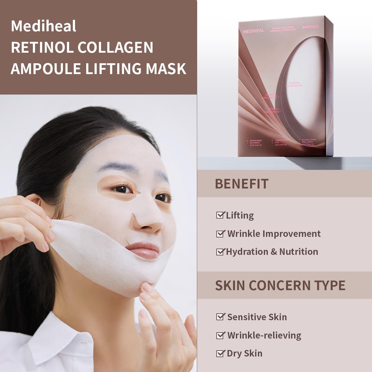 Mediheal Retinol Collagen Ampoule Lifting Mask 1Pc
