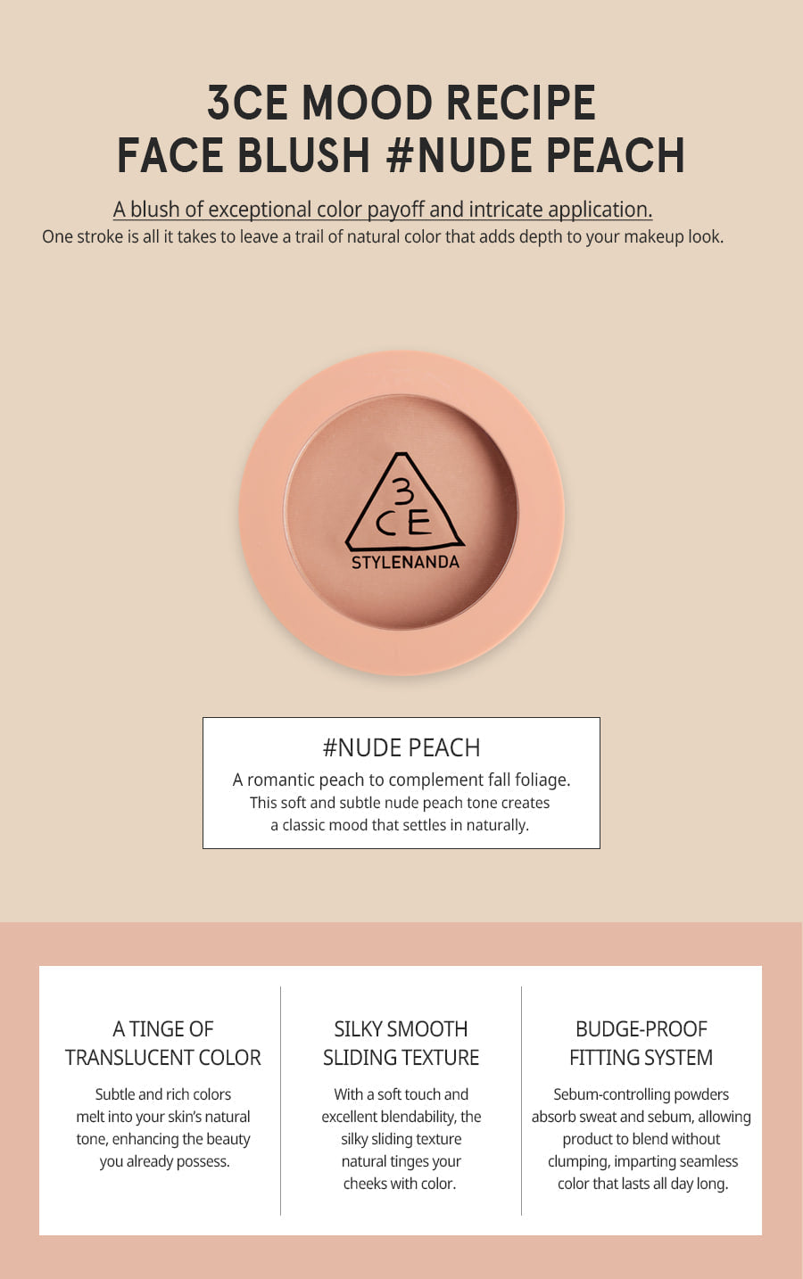 3CE Stylenanda Face Blush #Nude Peach
