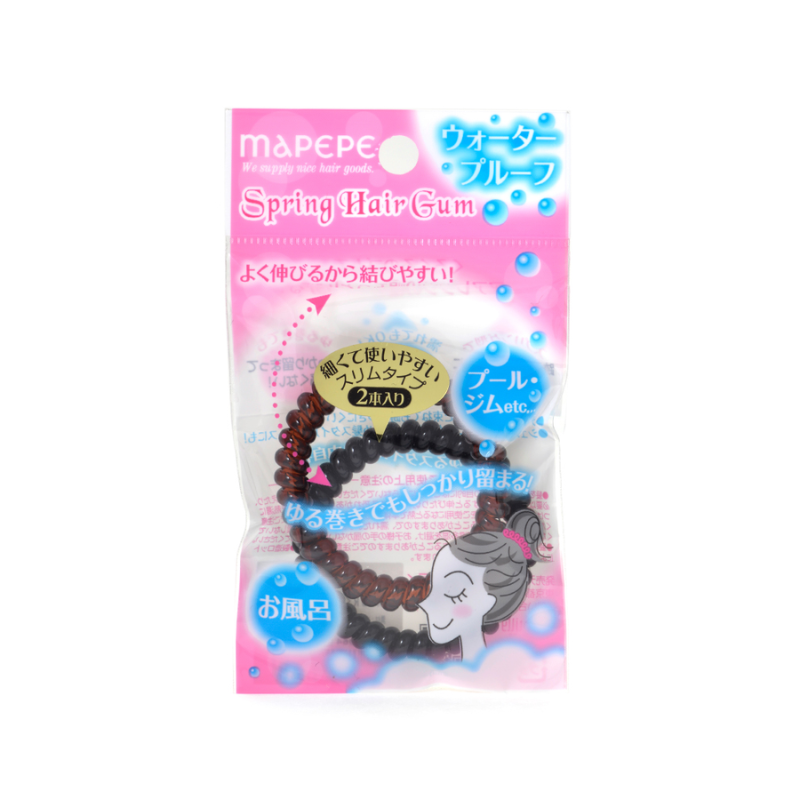 Mapepe Spring Hair Gum Slim 2P BK & BR