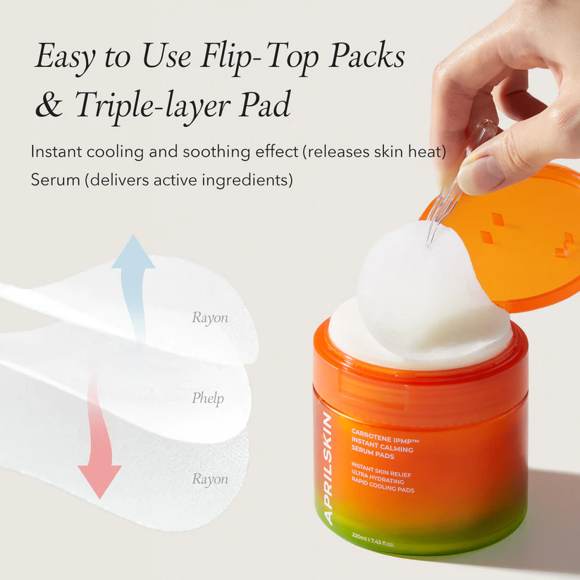 April Skin Carrotene Ipmp Instant Calming Serum Pads 220ml