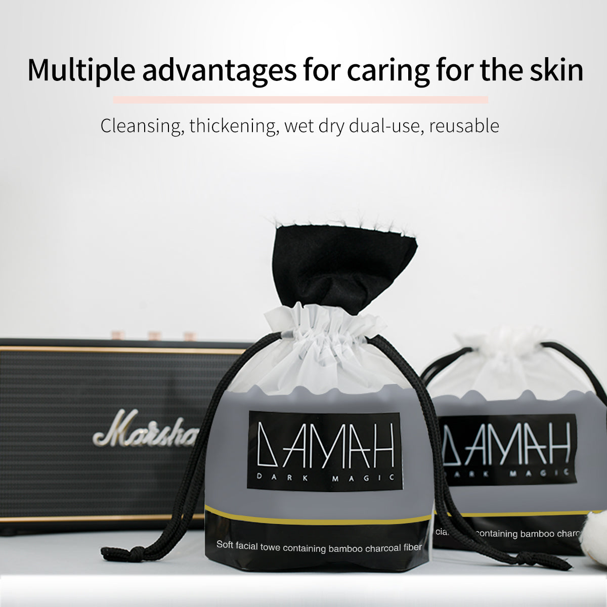 DAMAH Dark Magic Disposable Facial Towel Charcoal 170g 50Pcs
