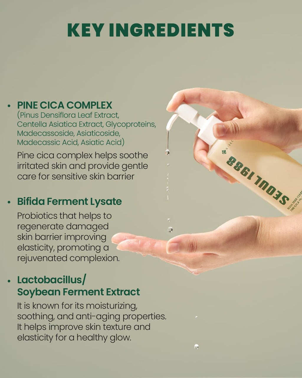 K-Secret Seoul 1988 Cleansing Oil : Pine Cica 1% + Probiotics 200ml