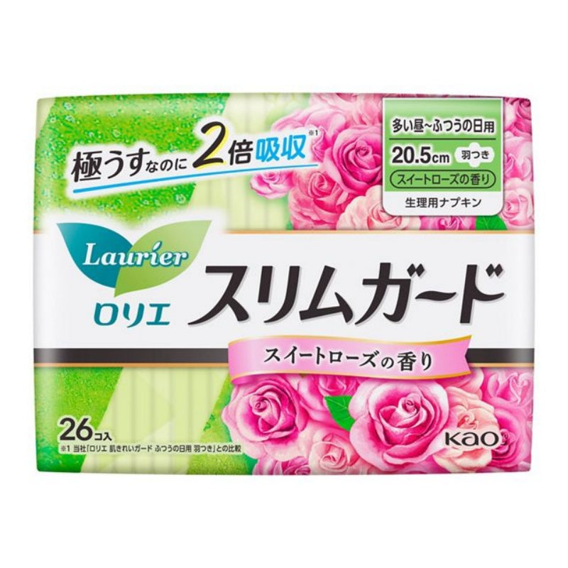 Kao Laurier Slim Guard Sweet Rose Scent Day Pads With Wings 20.5cm 26pcs
