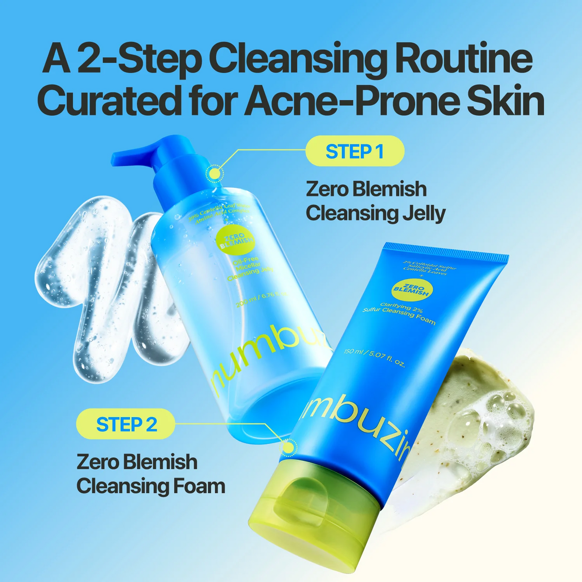 Numbuzin Zero Blemish Clarifying 2% Sulfur Cleansing Foam 150ml