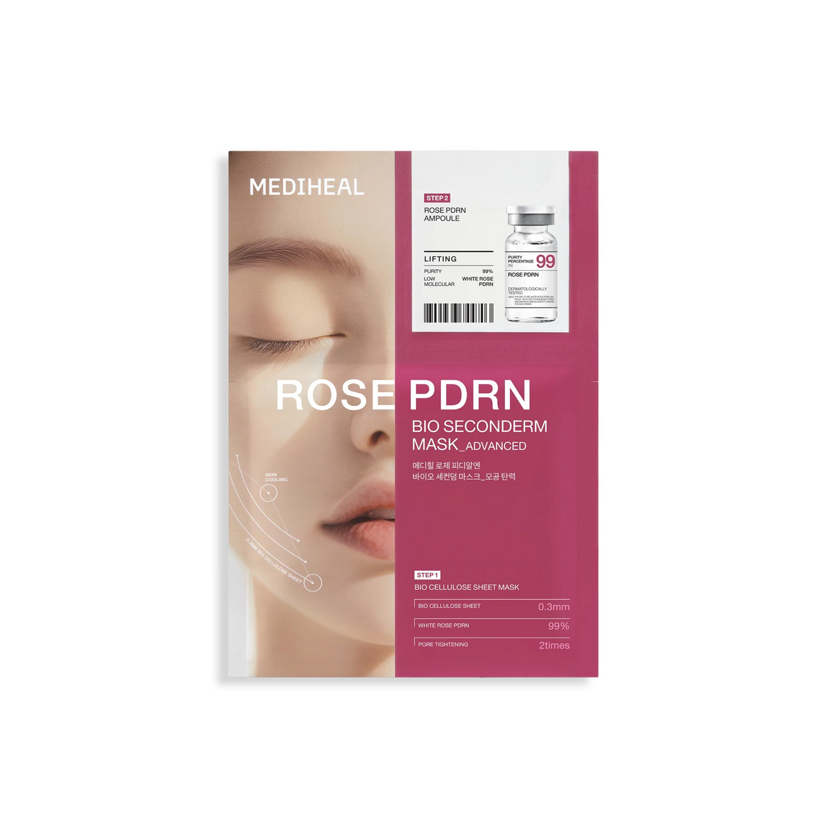 Mediheal Rose Pdrn Bio Seconderm Mask Lifting 1Pcs