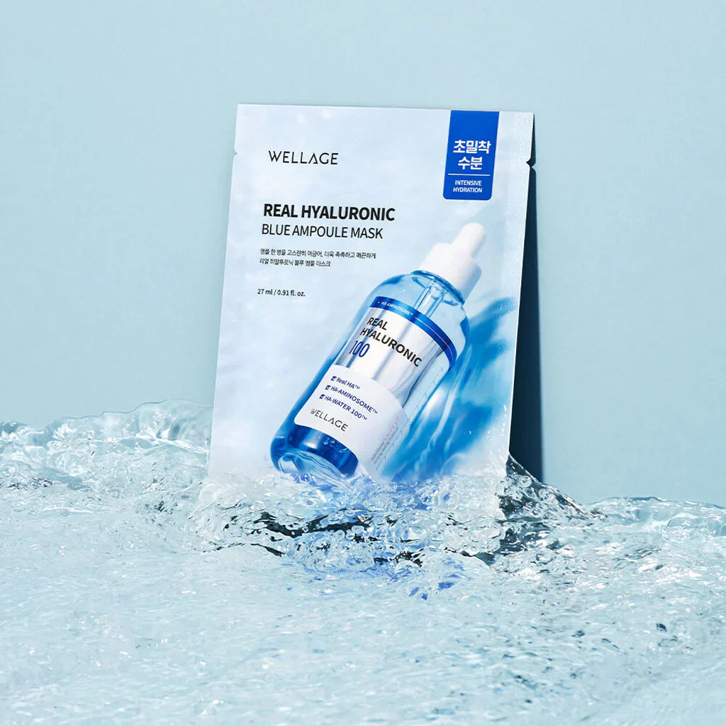 Wellage Real Hyaluronic Blue Ampoule Mask 5pc