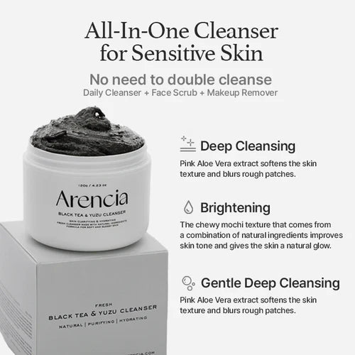 Arencia Black Tea Rice Mochi Cleanser 120g
